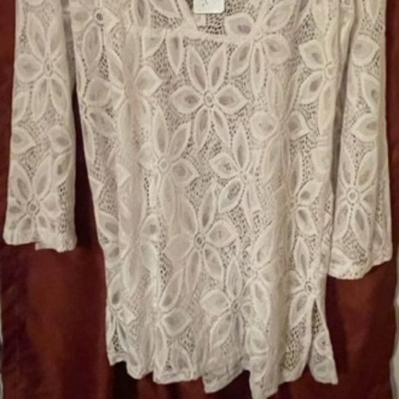 J Valdi Women’s White Flower Lace Swim Cover Up XL - Picture 5 of 5